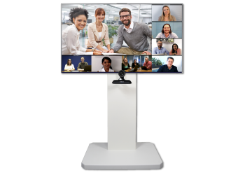 TITAN XP180 - Meuble Mobile de Visioconférence simple écran jusqu'à 86 pouces de coloris blanc