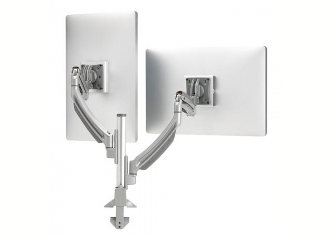 Chief K1C220 - Support moniteur de bureau sur colonne à bras articulé pour 2 moniteurs - Noir, Silver, Blanc