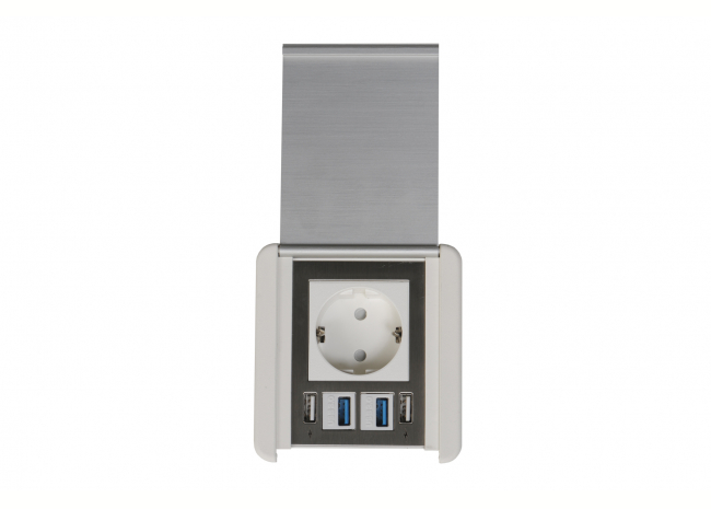 Digitel Source - Boitier de connectique Alu avec couvercle Blanc - 1 x 230v FR + 1 USB-A charge + 1 LAN + 1 HDMI Digitel Source - Boitier de connectique Alu avec couvercle Blanc - 1 x 230v FR + 1 USB-A charge + 1 LAN + 1 HDMI