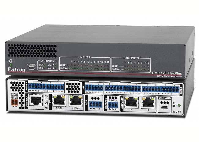 Extron DMP 128 FlexPlus C AT - Matrice 12x8 à processeur numérique ProDSP avec AEC et Dante