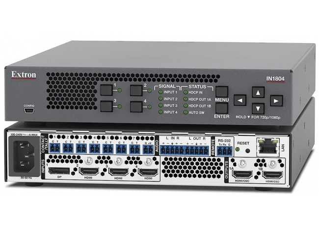 Extron IN1804 - Sélecteur/scaler 4K/60 à quatre entrées - Compatible HDBaseT Extron IN1804 - Sélecteur/scaler 4K/60 à quatre entrées - Compatible HDBaseT