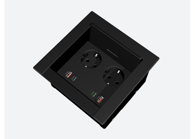 Panconnect MOVE M avec clapet de fermeture, 2 ports RJ 45, 2 prises 220V, 1 HDMI et1 USB-C