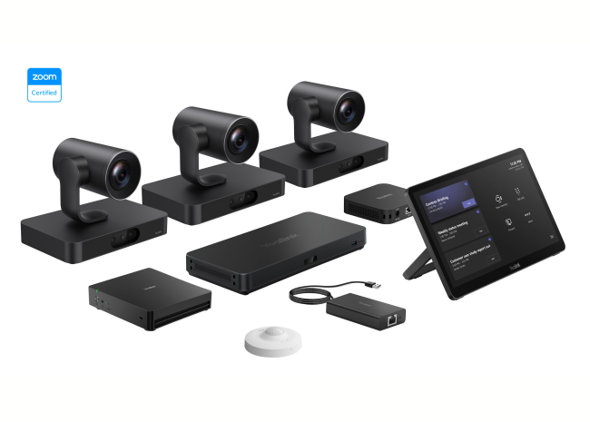 Zoom Room - Kit comprenant le mini-PC MCore 4, l'écran tactile MTouch Plus, la SmartVision 80, l' AVHub, le commutateur RCH40 E2, le RoomSensor et le BYOD-Extender