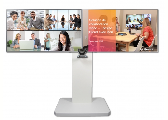 TITAN XP180 - Meuble Mobile de Visioconférence Double Ecran de 40