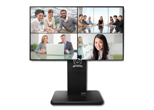 Titan XP180 - Colonne Mobile de visioconférence Simple Ecran de 40'' à 86'' 