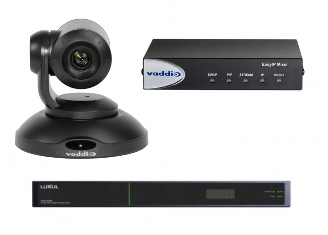 Vaddio EasyIP Mixer Base Kit - Bundle EasyIP avec matrice Dante, commutateur et caméra - Blanc ou Noir